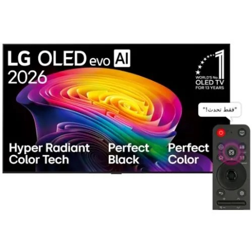 إل جي شاشة OLED evo AI C6 الذكي مقاس 83 بوصة 4K سمارت و إل جي ساوند بار متوافق مع شاشاتDolby OLED -SC9S