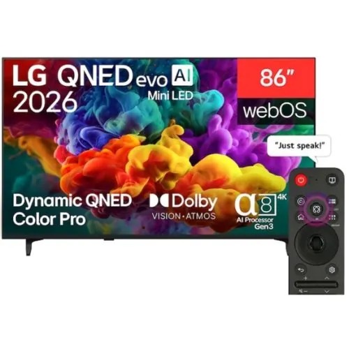 إل جي شاشة 86 بوصة ذكي ايفو الذكاء الاصطناعي QNED85 Mini LED 4Kمع ريموت كنترول 86 QNED85B6T